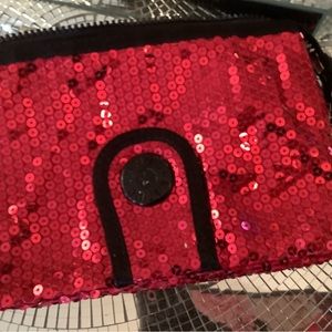 Beautiful red sparkle makeup case wallet